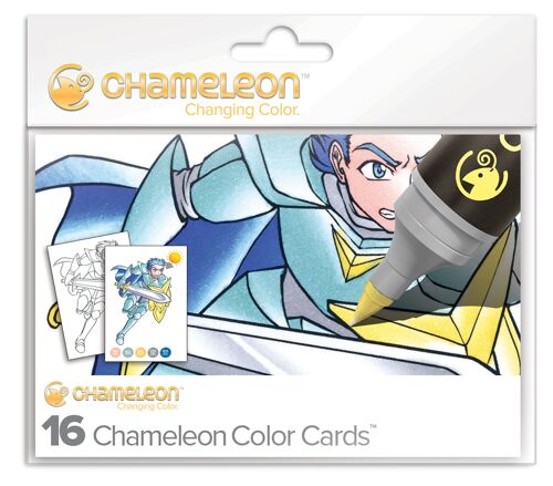 Cartes de coloriage chameleon pens - thème manga