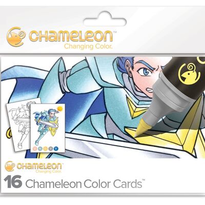 Cartes de coloriage chameleon pens - thème manga