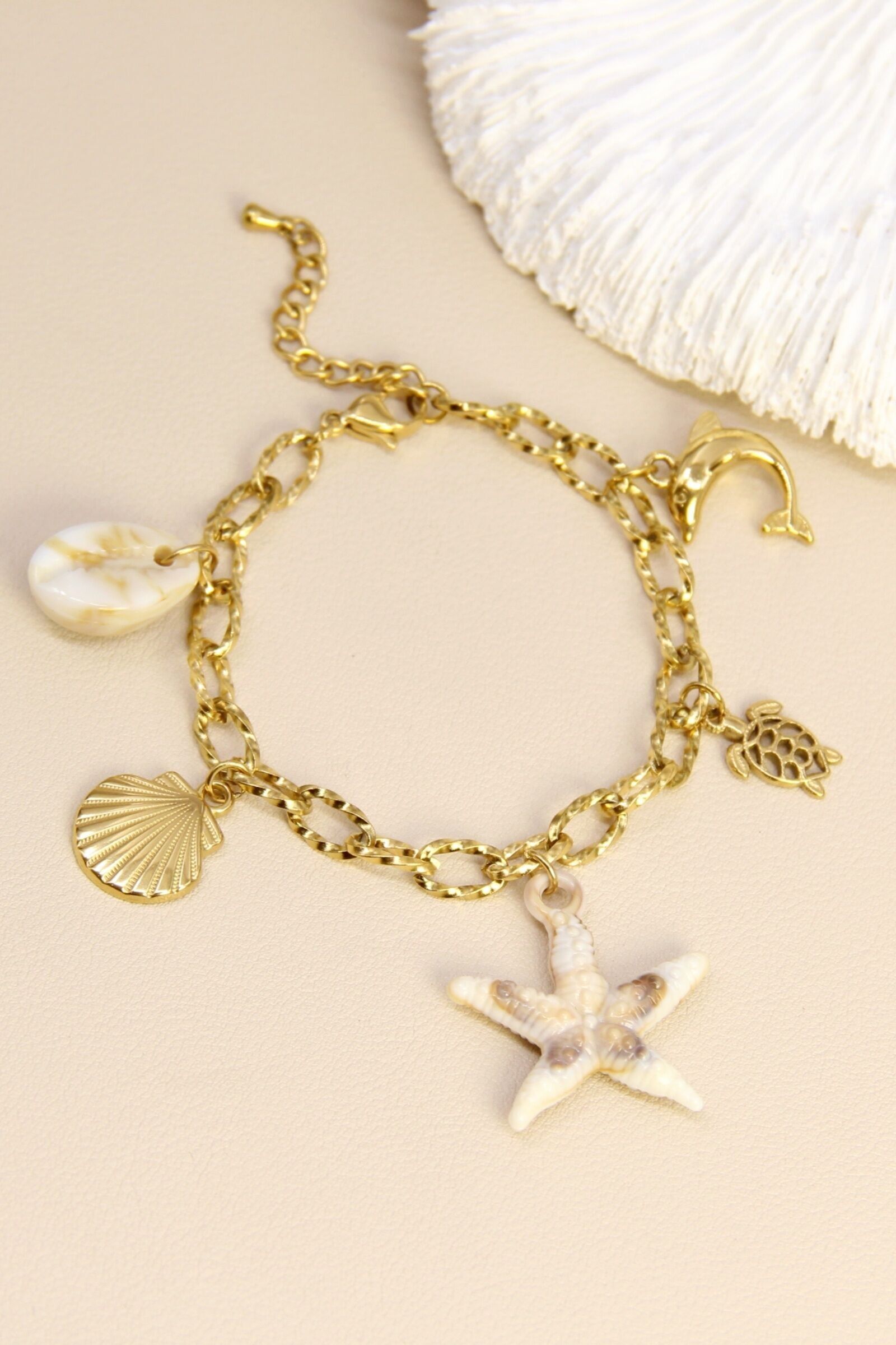 Bracelet charms marins en acier inoxydable