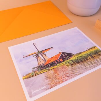 Zaandam Fields, Pays-Bas - Carte postale A6 avec enveloppe 3