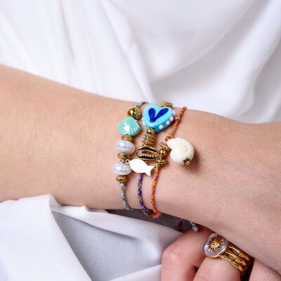 Trio sliding bracelet – ceramic & braided cord