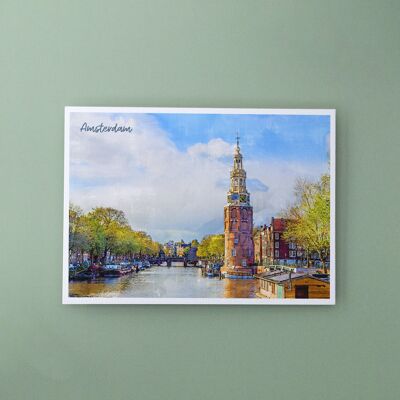 Amsterdam Munttoren, Paesi Bassi - Cartolina A6 con busta
