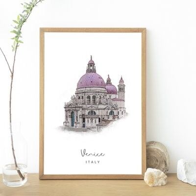 Basílica de Venecia, Italia | Decoración del arte de la pared | Souvenir | Arte de viaje minimalista