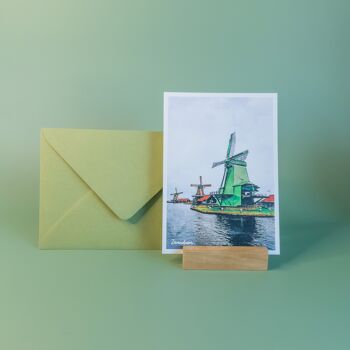 Moulins à vent de Zaandam, Pays-Bas - Carte postale A6 avec enveloppe 2