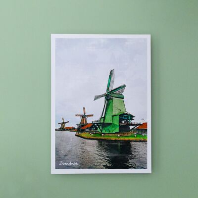 Zaandam Windmills, Paesi Bassi - Cartolina A6 con busta