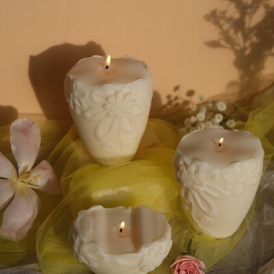 Flower Pillar Candle Duo