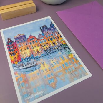 Amsterdam Houses, Pays-Bas - Carte postale A6 avec enveloppe 2