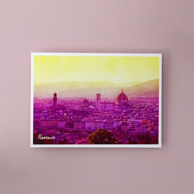 Florence Sunset View, Italy - A6 Postcard with Envelope