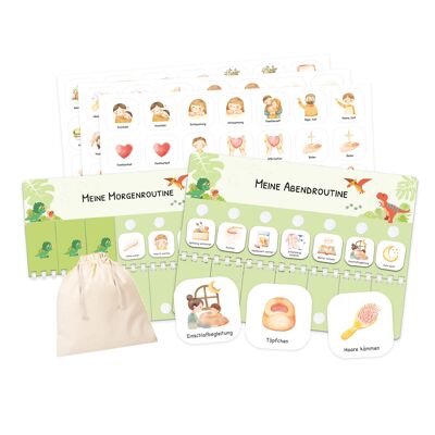 Routine planner (morning & evening) incl.105 Routine Cards - Dino