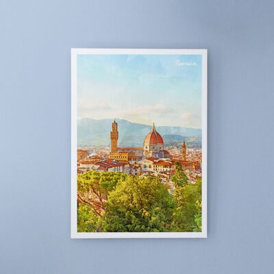 Florence Day View, Italie - Carte postale A6 avec enveloppe