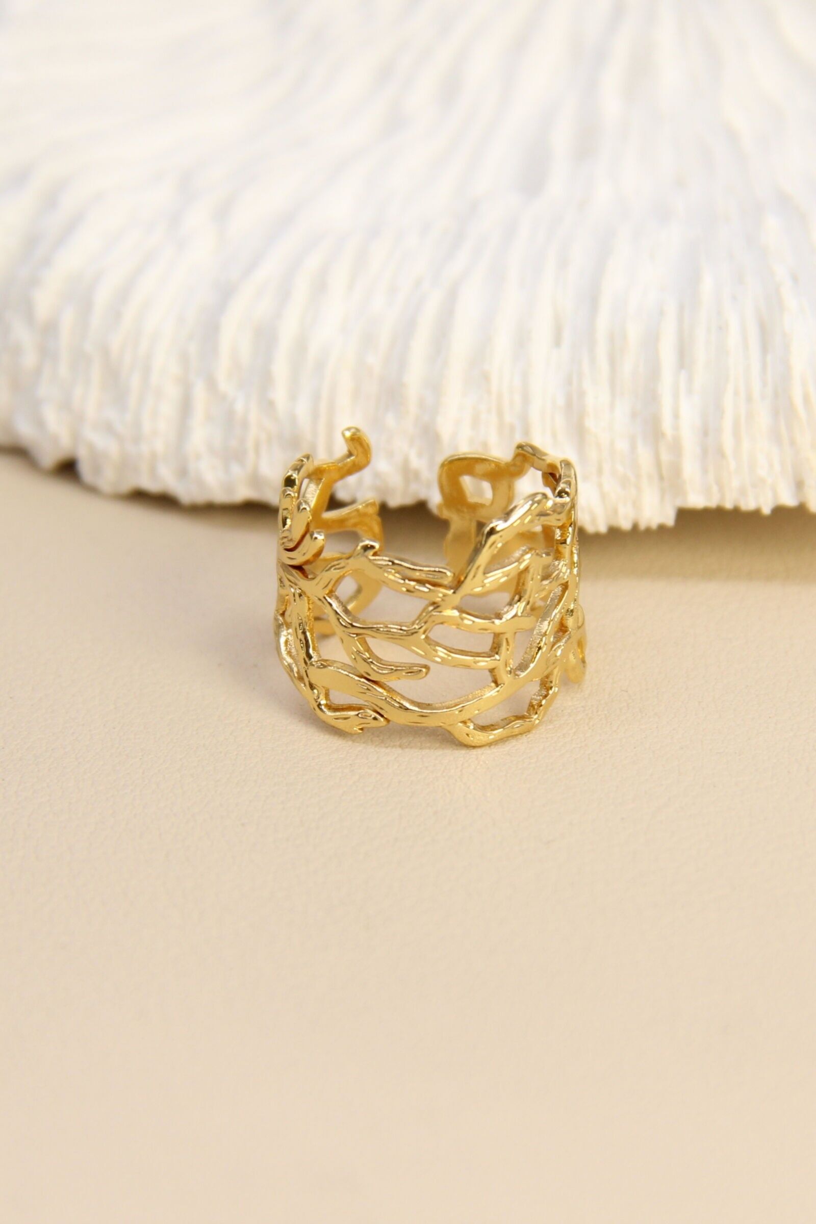 Bague ajourée effet corail – Acier inoxydable