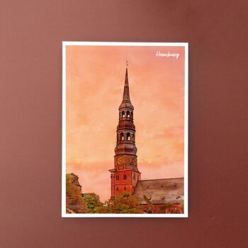 Hambourg, Allemagne - Carte postale A6 avec enveloppe 1