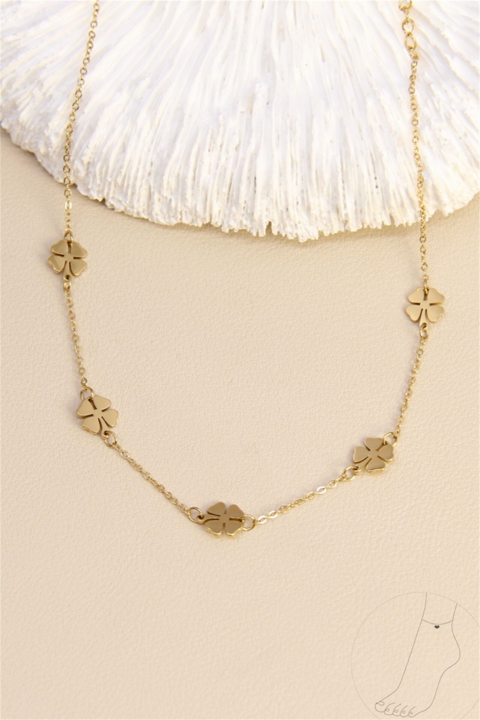 Glücksklee-Fußkettchen - Edelstahl