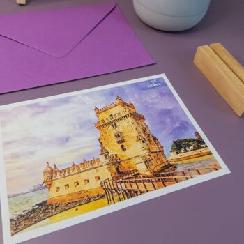 Tour de Belém, Portugal - Carte postale A6 avec enveloppe 3