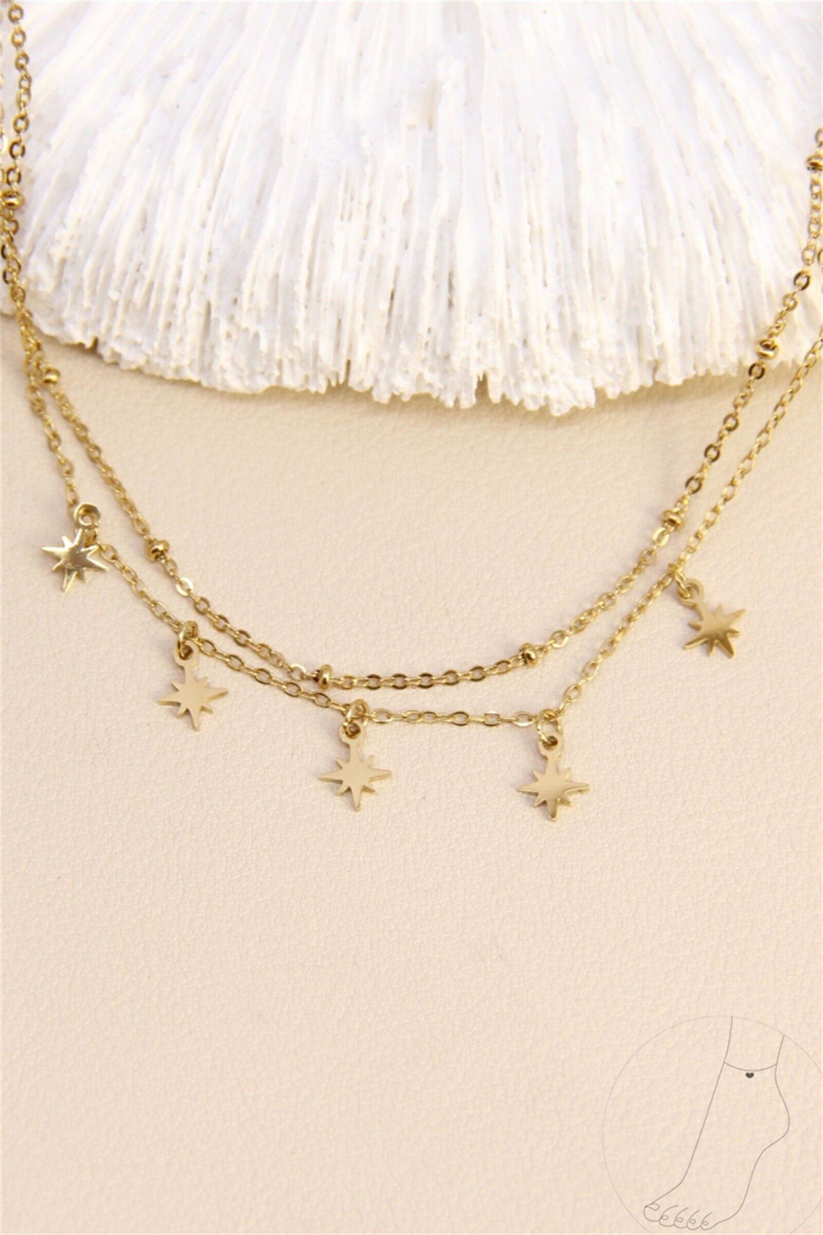 Fußkettchen aus Edelstahl – Doppelreihige funkelnde Sterne