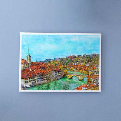 Bern River, Suisse - Carte postale A6 avec enveloppe