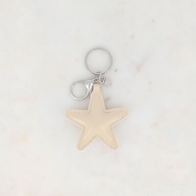 Faux leather star keychain