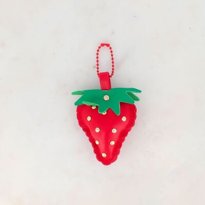 Handmade faux leather strawberry keychain
