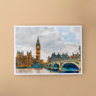 Centre-ville de Londres, Angleterre - Carte postale A6 avec enveloppe