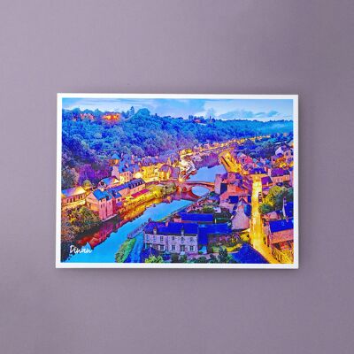 Dinan Night View, France - Carte postale A6 avec enveloppe