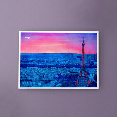 Paris Sunset, France - A6 Postcard with Envelope