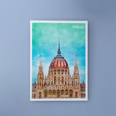 Budapester Parlament, Ungarn - A6 Postkarte mit Umschlag