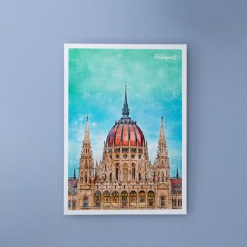 Parlement de Budapest, Hongrie - Carte postale A6 avec enveloppe 1