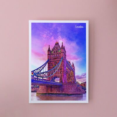 Tower Bridge, Angleterre - Carte postale A6 avec enveloppe