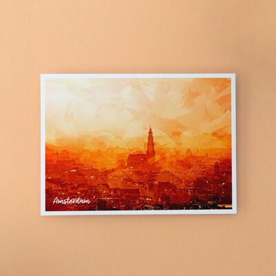 Amsterdam Sunset View, Netherlands - A6 Postcard with Envelope