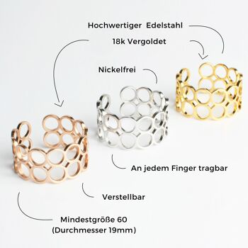 Bague ouverte en acier inoxydable avec un design géométrique 4