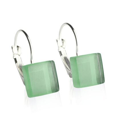 Nickel-free earrings with stone / lime green / upcycled & handmade