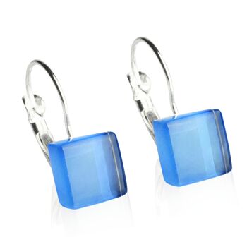 Boucles d'oreilles sans nickel avec pierre / bleu azur / upcyclées & faites main 1