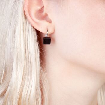 Boucles d'oreilles sans nickel avec pierre / onyx noir / upcyclées & faites main 2