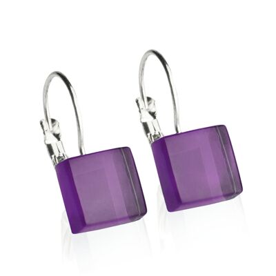 Nickel-free earrings with stone / amethyst purple / upcycled & handmade