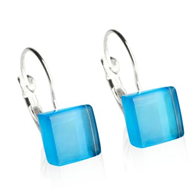 Boucles d'oreilles sans nickel avec pierre / bleu aqua / upcyclées & faites main