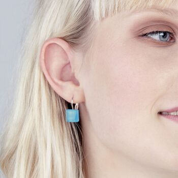 Boucles d'oreilles sans nickel avec pierre / bleu aqua / upcyclées & faites main 4