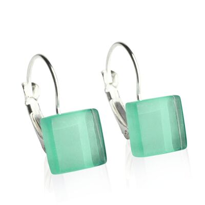Nickel-free earrings with stone / mint green / upcycled & handmade