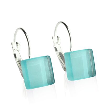 Boucles d'oreilles sans nickel avec pierre / Bleu caraïbe / Upcycled & Handmade