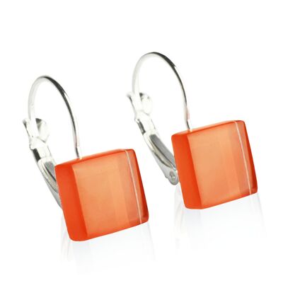 Boucles d'oreilles sans nickel avec pierre / orange / upcyclées & faites main