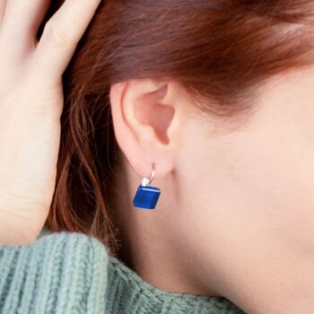 Boucles d'oreilles sans nickel avec pierre / bleu saphir / upcyclées & faites main 3