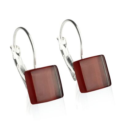 Nickel-free earrings with stone / coffee brown / upcycled & handmade