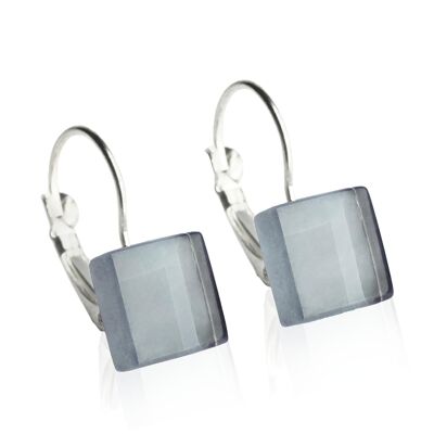 Boucles d'oreilles sans nickel avec pierre / gris graphite / upcyclées & faites main