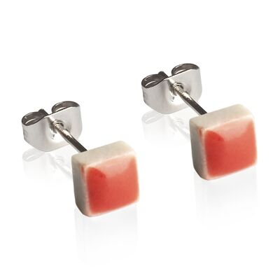 Boucles d'oreilles minimalistes en céramique • 5mm / rouge cerise
