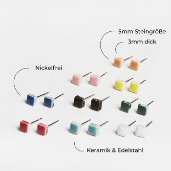 Boucles d'oreilles minimalistes en céramique • 5mm / rose sable 4