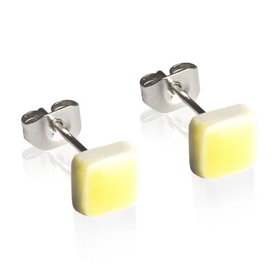 Pendientes minimalistas de cerámica • 5 mm / amarillo limón