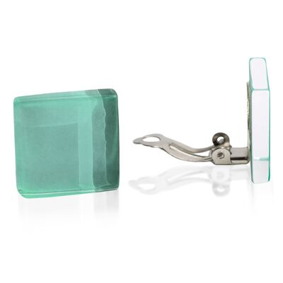 Clips para los oídos llamativos hechos de vidrio / verde menta / reciclados y hechos a mano