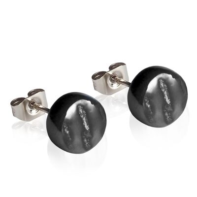 Simple glass stud earrings / onyx black / upcycled & handmade