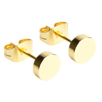 Plate stud earrings made of stainless steel / gold / waterproof 18k gold plating