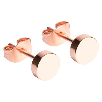 Plate stud earrings made of stainless steel / rose gold / waterproof 18k gold plating