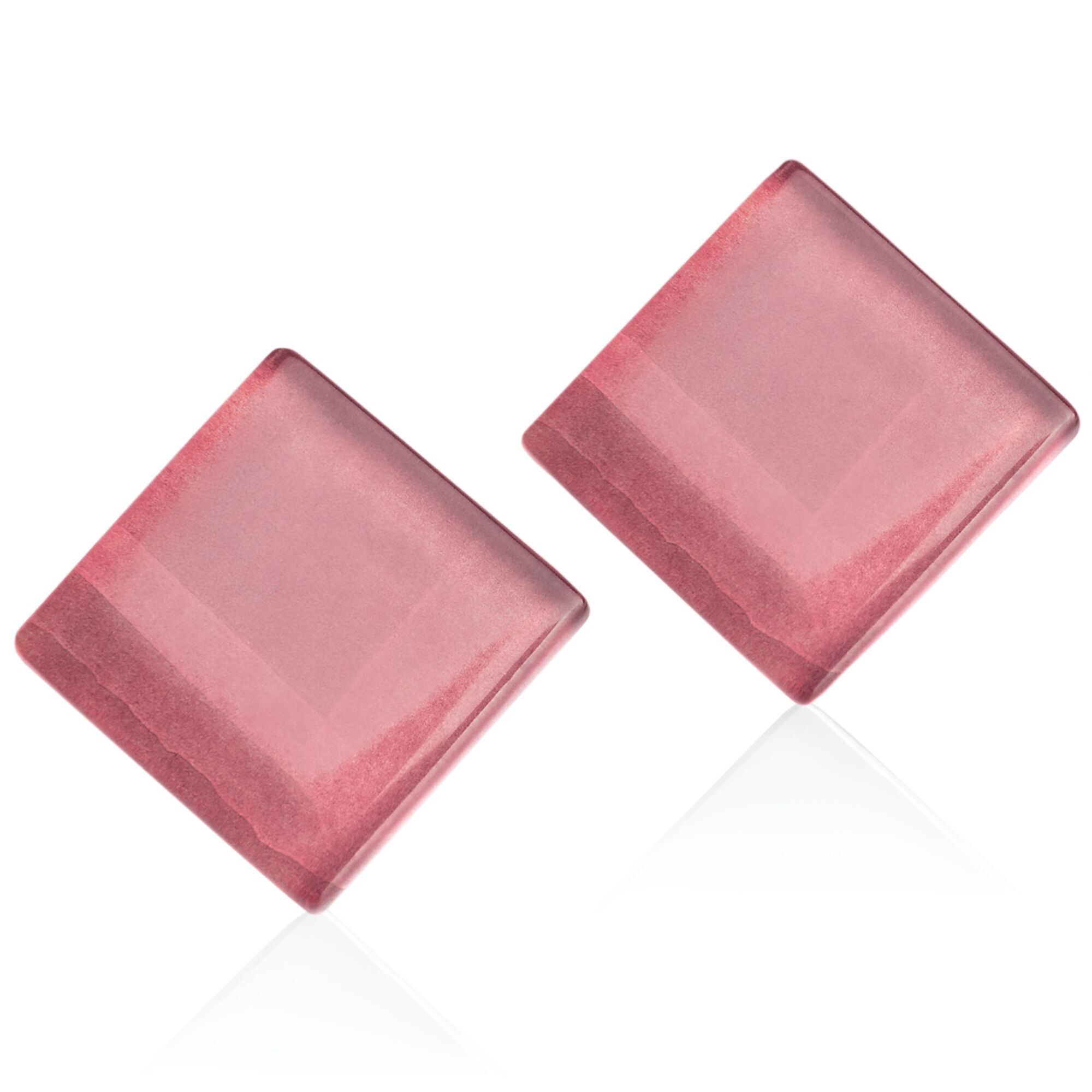 Orecchini di tendenza realizzati in vetro/quarzo rosa/riciclati e fatti a mano